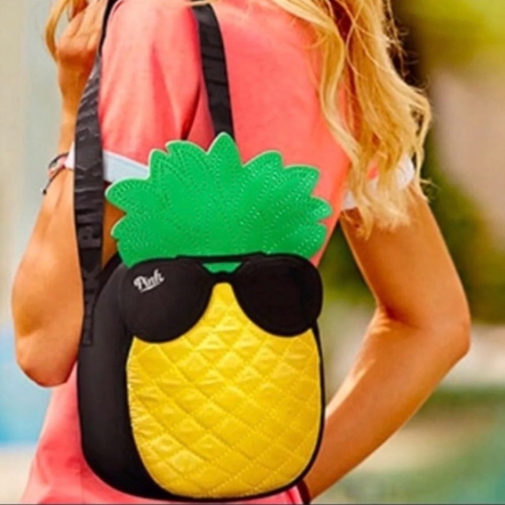 PINK Victoria's Secret Pineapple Cooler bag Yellow and Green Shoulder Strap